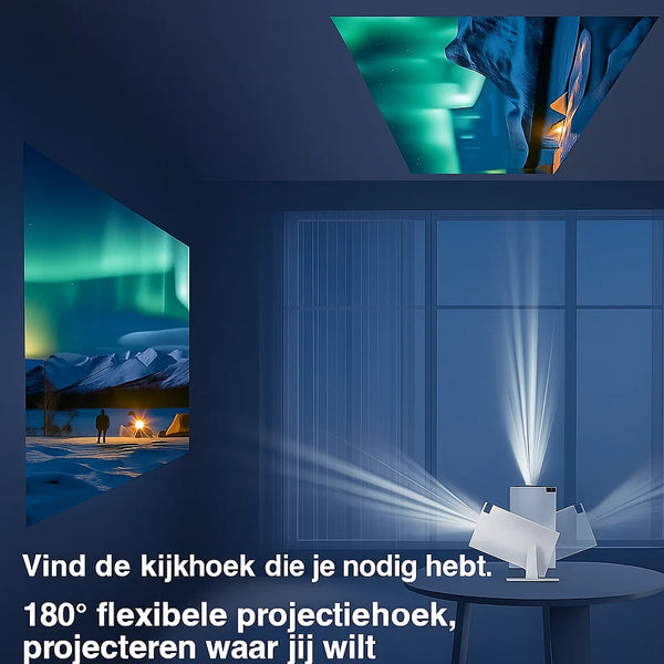 MAGCUBIC Mini Projector – 180° Draaibare Beamer met Flexibele Projectie voor Wand & Plafond | HD Beeldkwaliteit