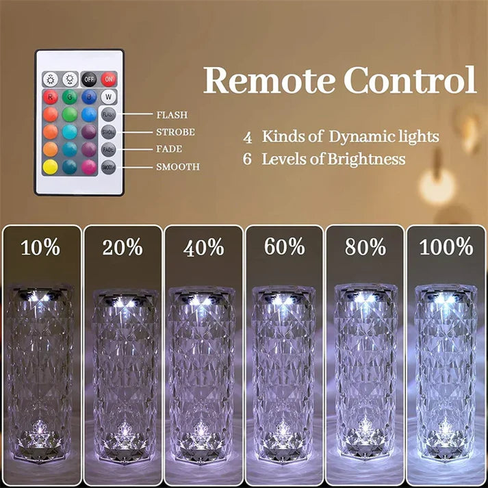 16-Color Crystal Rose LED Lamp