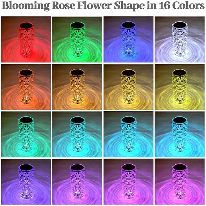 16-Color Crystal Rose LED Lamp