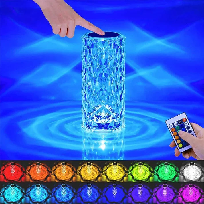 16-Color Crystal Rose LED Lamp