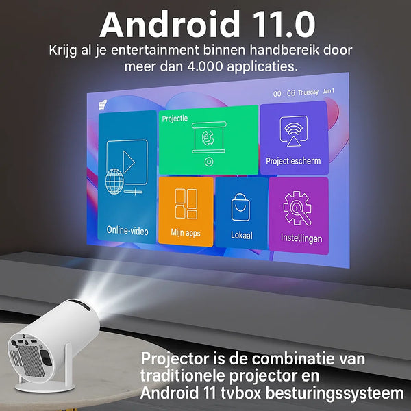 MAGCUBIC Mini Projector – 180° Draaibare Beamer met Flexibele Projectie voor Wand & Plafond | HD Beeldkwaliteit